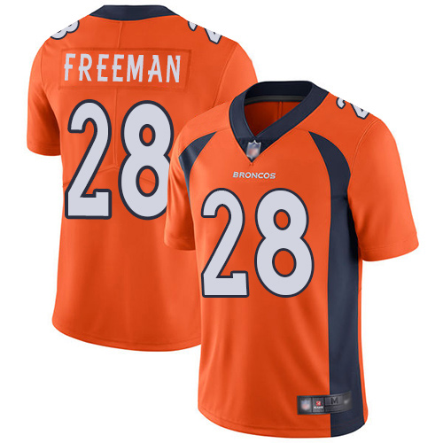 Men Denver Broncos 28 Royce Freeman Orange Team Color Vapor Untouchable Limited Player Football NFL Jersey